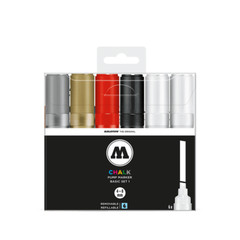 MOLOTOW CHALK – 6 PIECE TEMPORARY MARKER SET – 4-8MM CHISEL TIP – BASIC SET 1