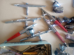 Airbrush Lot Of 6 Iwata and Paasche with many accessories all Untested