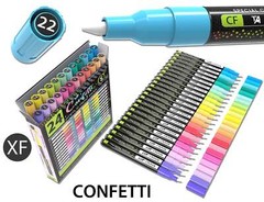 24 Confetti Colors Acrylic Paint Pens Markers Set 0.7mm Extra Fine Tip
