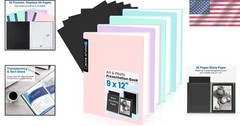 Heavy-Duty 30 Page Art Portfolio Book with Professional Black Paper Inserts