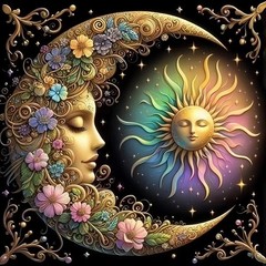 Ekuxom Sun and Moon Diamond Art Kits for 13.8×13.8in(35x35cm),