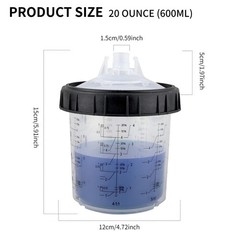 HVLP Paint Sprayer Mixing Cups – 20oz (600ML) Disposable Kit with 50 Lids for Au