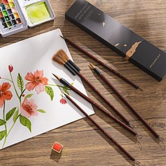 Brushes Set, 5Pcs Goat Mixed Sable Hair with Nylon Water Color Paint Brush wi…
