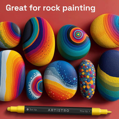 48 Precision Dual-Tip Acrylic Paint Markers – Paint Pens Set with Dot & Fine Tip