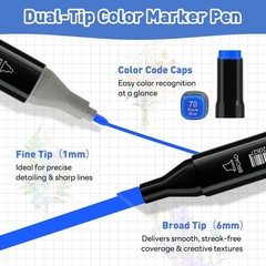 Alcohol Markers Dual Tip – 80+4 Colors Drawing Marker Alcohol Based Markers S…