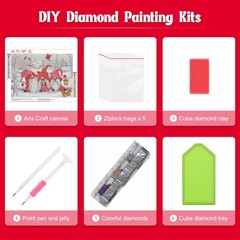 NAIMOER Christmas Gnomes Diamond Painting Kits for Adults, 5D Mittel, Red