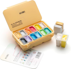 Metallic Jelly Gouache Paint Set, 12 Colors 12G, Jelly Cup Design, Travel Carry,