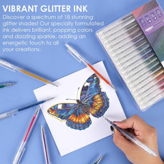 Glitter Gel Pens, 18 Colors Glitter Gel Pens Set, Retractable Sparkle Gel Ink Pe