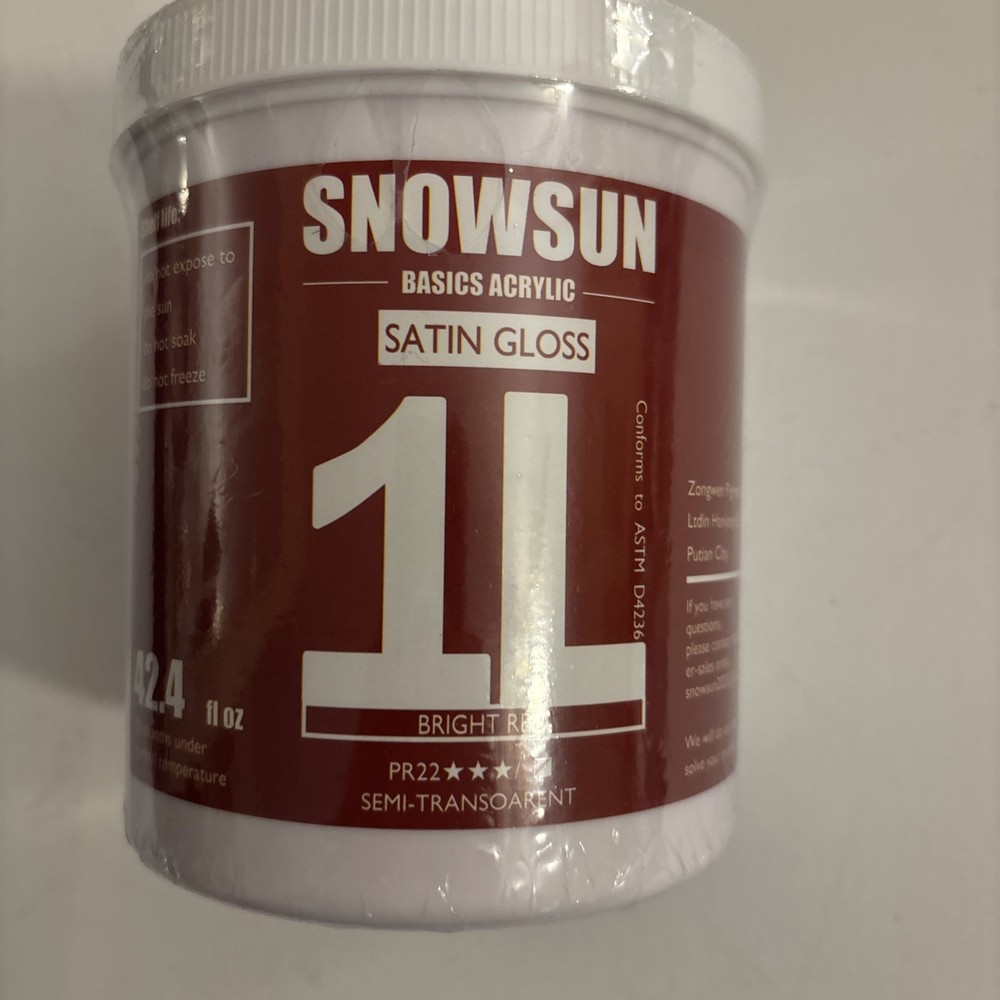 Snowsun Acrylic Paint Satin Gloss – Bright Red (1L/42.4 fl oz.)