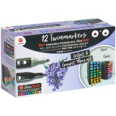 Decotime 12PK Twin Markers Graphic Drawing Painting Dual Tip Sketch Pen – Purple