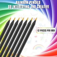 Art Supplies for Kids and Adults, 7 Color in 1 Black Wooden Rainbow Colored 12
