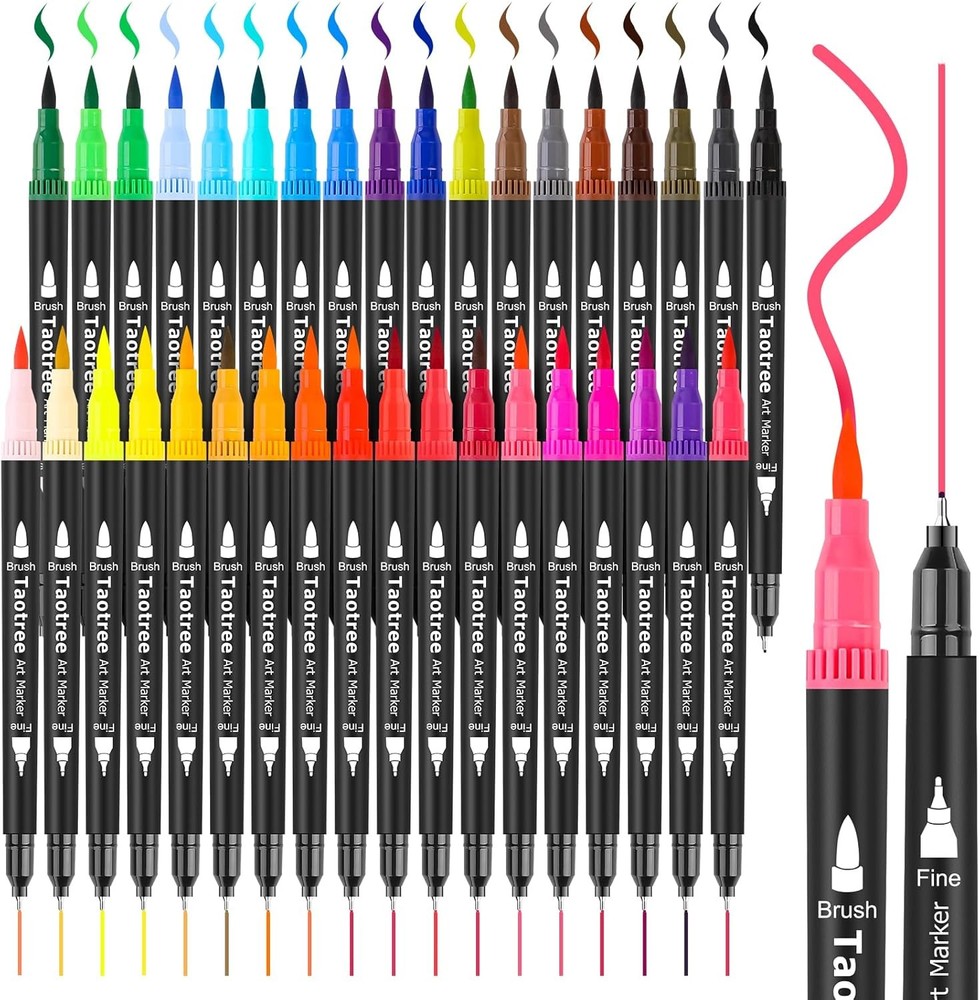 Taotree 36 Colors Dual Tip Art Markers Pens 1 Count (Pack of 36), 36