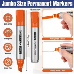 10 Pack Jumbo Permanent Markers – Large Chisel Tip, Quick Drying, Waterproof, Id