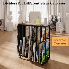 Brown Metal Art Storage Rack Wheels Side Pockets