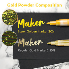 5 Pack Super Gold Paint Markers – Metallic Gold Acrylic Paint Pens Glitter Extra