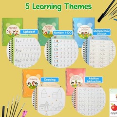 Magic Practice Copybook Number Letter Reusable Tracing Book for Preschoolers Pen