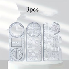 3 pc Multifunctional Ruler Geometric Drawing Template Measuring Drafting Tools