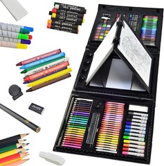 Sunnyglade 185 Pieces Double Sided Trifold Easel Art Set, Drawing Art Box