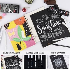 Brusarth White Ink Pen Set 5 Pack Gel & Acrylic Markers for Black Paper Drawing