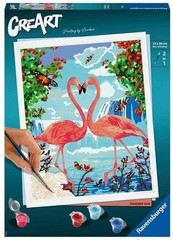 NEW Ravensburger CreArt Flamingo Paint by Numbers Kit with Paints and Brush