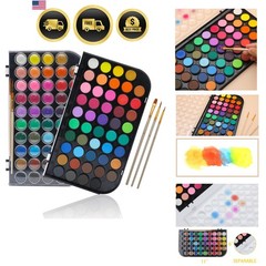 Watercolor Set 48 Colors with 3 Brushes Travel Palette Washable for Painting