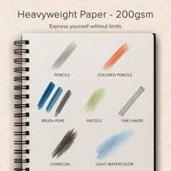 Artist’S Sketchbook Hardcover – 200GSM Very Thick Paper – Large, Spiral Sketch B