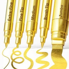 5 Gold Paint Pen for Rock, Glass, Ceramic, Wood, Tire, Fabric, Metal, Canvas,…