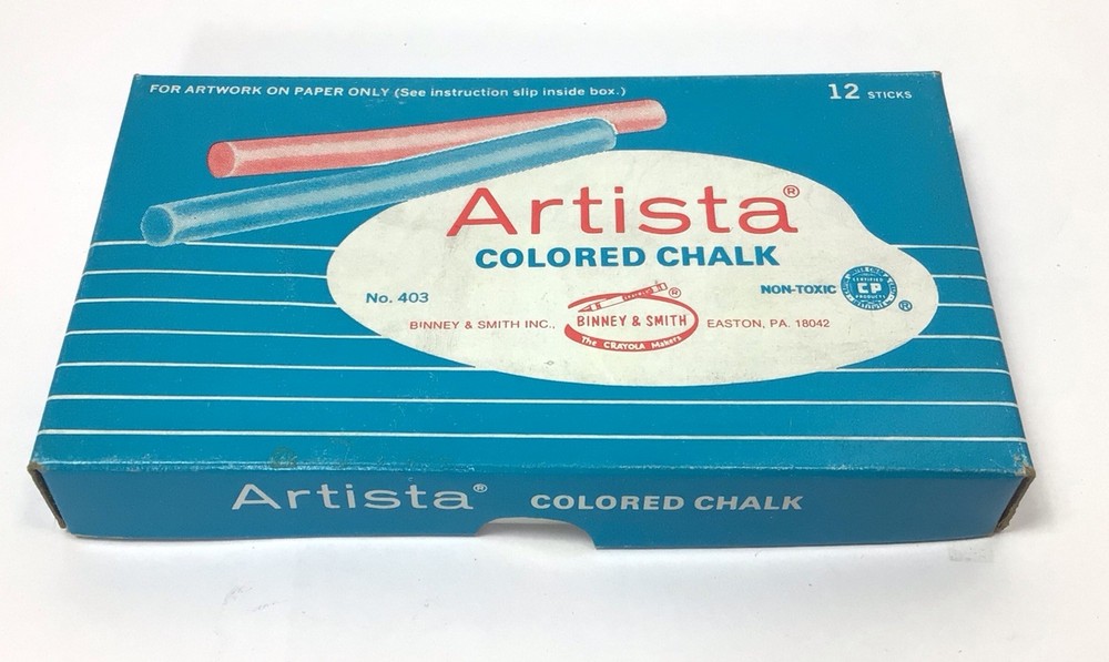 VTG Artista Binney & Smith Dustless Colored Chalk 12 Piece Set #403 READ DESC