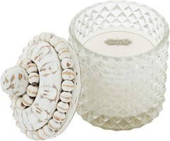 Mud Pie Drop White Beaded Candle, Large 3 1/4″ x 5 dia, Carve