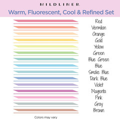Mildliner Dual-Tip Highlighter Marker Set, Broad and Fine Point Tips, No Bleed,