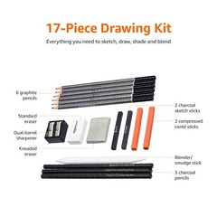 Sketching and Drawing Art Pencil Kit, Artist Supplies with Pencils, Erasers,