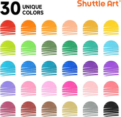 Shuttle Art Super Washable Markers, 30 Colors Broad Line Conical Tip Markers for
