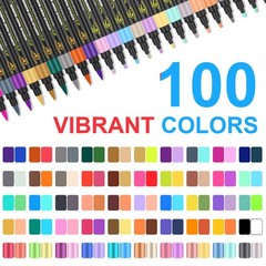 Lyuvie 100 Colours Dual Tip Acrylic Paint Pens Set 50 Pack Permanent Acrylic