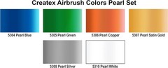 Createx Colors 5804-00 Createx Pearl Airbrush Set, Assorted Colors, 2 oz, 6