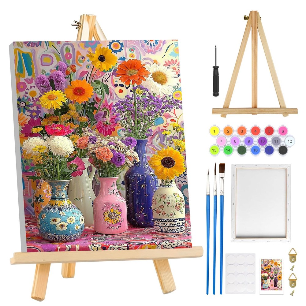 MOGTAA Flowers Paint by Numbers Kit for Adults 8 x 12 inches, Flowers2