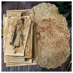 Vilikya Vintage Junk Journal Supplies, Coffee Dyed 2.5 inch – 6 inch,