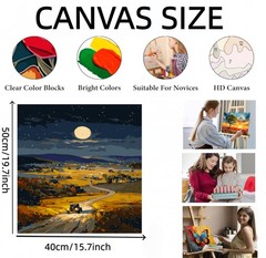 Painting by Numbers Kit for Adults Beginner,Starry Night Country Car Paint by Nu