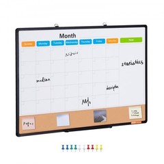 36″x 24″ Monthly Calendar Whiteboard & Cork Board Combo with Aluminum Frame …
