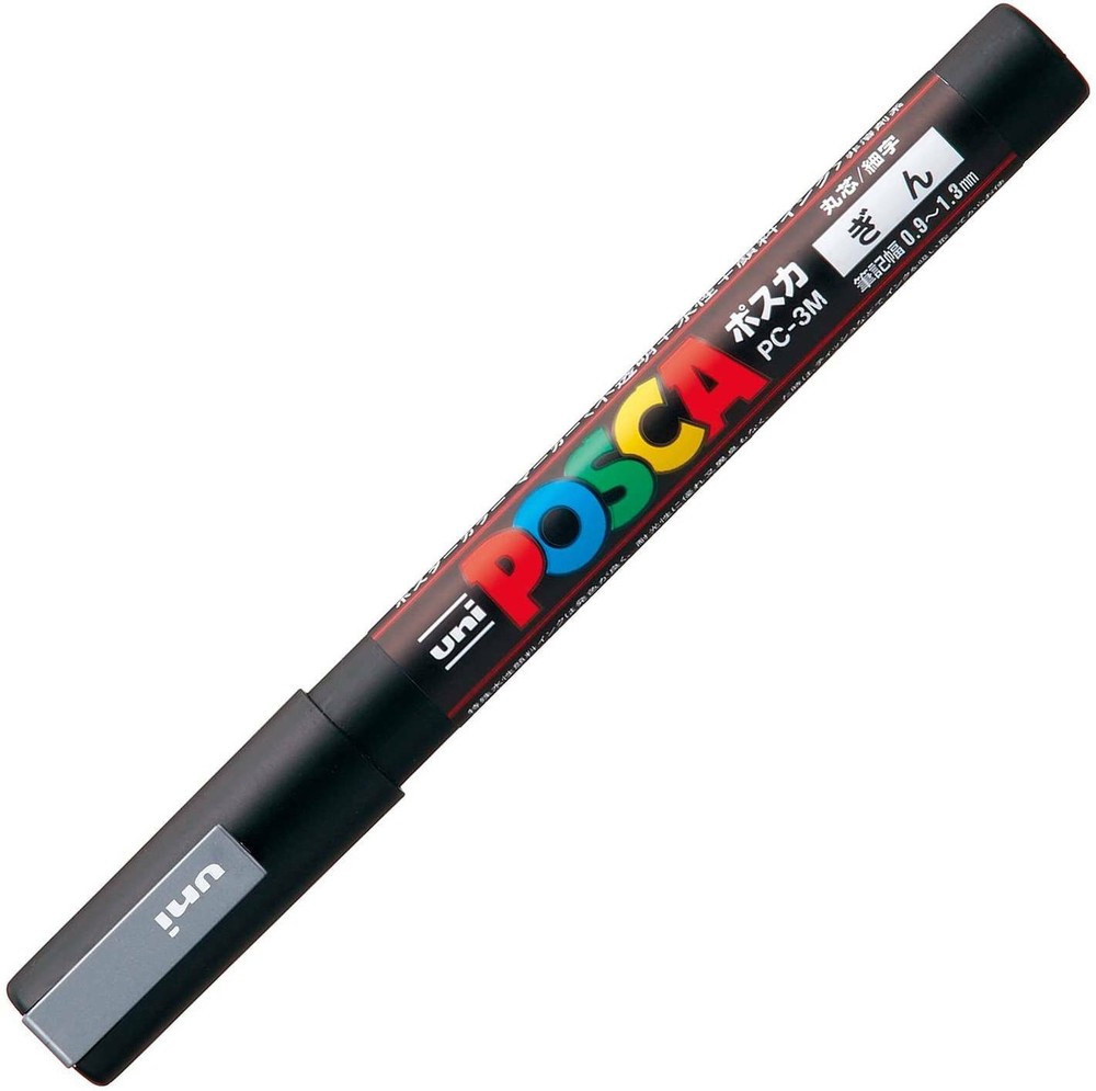 Uni Posca PC3M.26 Water-Based Paint Marker, Fine Point, Silver