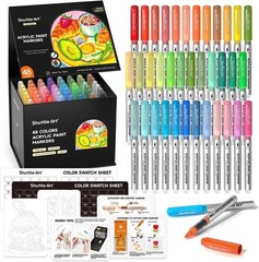 Automatic Ink Control Acrylic Paint Markers, 48 Colors Brush Tip Acrylic Pain…