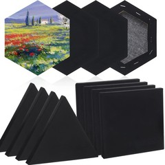 12 Pcs Black Canvas for Painting Stretched Canvas Cotton Square Triangle Hexa…
