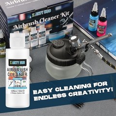 Airbrush Cleaning Kit – 4 x 4.05 fl oz Cleaner, Glass Pot, for Acrylic & Water-B
