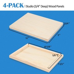 Falling in Art Unfinished Birch Wood Canvas Panels Kit, 4 Pack of 9×12’