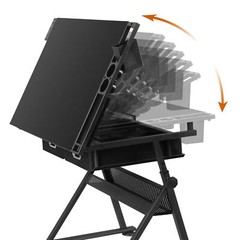 Drafting Table Wooden Drawing Desk Craft Station Artist w/Charging Station Black