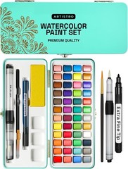 Watercolor Paint Set with Metallic & Fluorescent Colors for Travel Artists