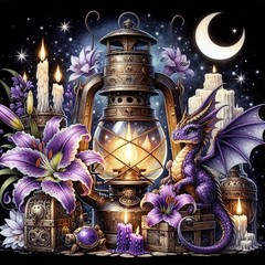 Dragon Diamond Art Kits for Adults-Kerosene lamp Diamond Painting Kits for Adult