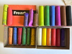 2 Boxes Prang Freart Large Colored Chalks Box 12 Sticks Each 1536-12 NEW & USED