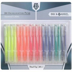 4-Pack Ink & Barrel Dual Tip Highlighter Pens – 80 Assorted Colors Total