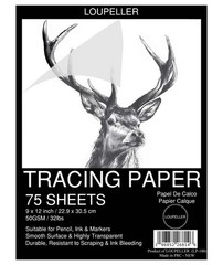 LOUPELLER 9” x 12” Tracing Paper Pad – 75 Sheets of 32lb 50g – Wrinkle Free H…