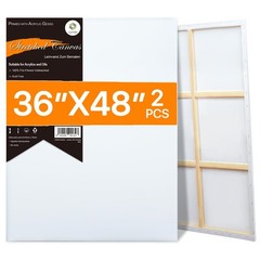 Large 36×48 Inch Canvas 2-Pack, Stretched Cotton, Primed for Acrylics & Oils